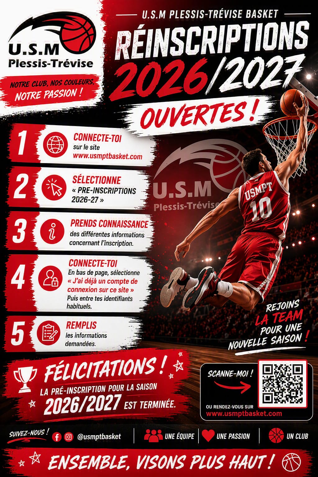 Ouverture des réinscriptions pour la saison 2026-27
